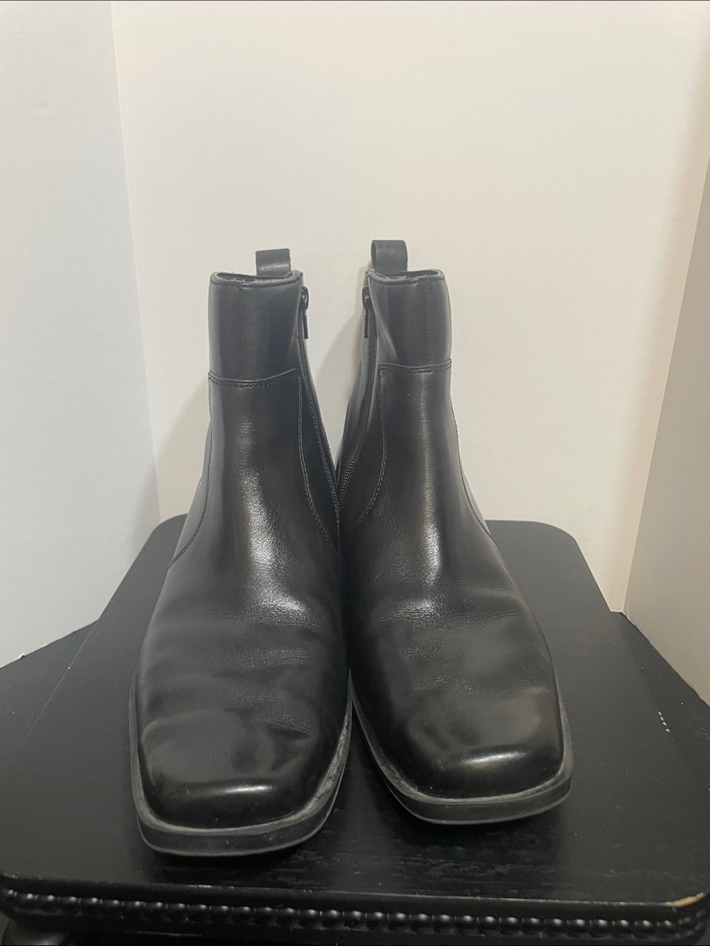 Rockport Black Leather Toloni Boots with Side Zip